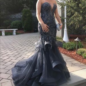 Size 6 Jovani beaded gray gown